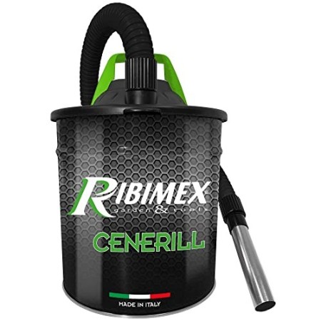 RIBIMEX PRCEN001, Cenerill Aspiracenere elettrico 1000 W, 18 L filtro intercambiabile con leva di riarmo