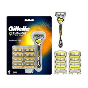 Gillette Fusion ProShield Lamette di Ricambio per Rasoio Con Tecnologia FlexBall, confezione da 9 Lame + 1 Manico