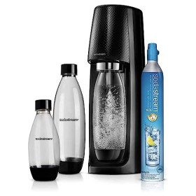 Sodastream Gasatore D'Acqua Spirit Mega Pack Black, 3 Bottiglie e 1 Cilindro Inclusi 80L, Nero