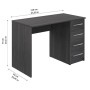 Movian, scrivania con 4 cassetti in stile moderno, modello Idro, 56 x 110 x 73 cm, colore grigio