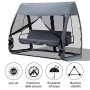 Outsunny Dondolo da Giardino 3 Posti Trasformabile in Letto con Zanzariera Cuscino Struttura in Ferro 240 × 140 × 197cm Grigio