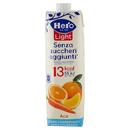 Hero Light Bevanda Ace senza Zuccheri Aggiunti, 1 Confezione da 8 Pezzi