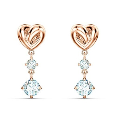 Swarovski Orecchini Lifelong Heart, Bianco, Placcato Color Oro Rosa