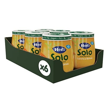 Hero Solo Omogeneizzati Carota e Quinoa Bio, Cartone da 6 Vasetti x 120 Gr
