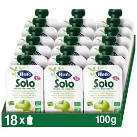 Hero Solo Pouch Yogurt Mela e Banana Bio, Cartone da 18 Pack x 100 Gr