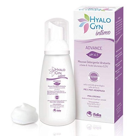 HYALO GYN®Intimo Advance pH 4.5 | Mousse Detergente per Donne in pre e post-menopausa a base di Acido Ialuronico 0,2% | 200 ml