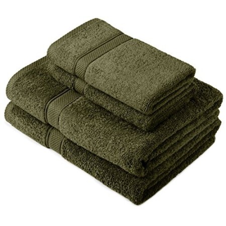 Pinzon by Amazon - Set di asciugamani in cotone egiziano, 2 asciugamani da bagno e 2 per le mani, colore: muschio