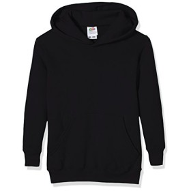 Fruit of the Loom Pull-Over Classic Hooded Sweat Felpa, Nero (Black), 12-13 Anni Bambino