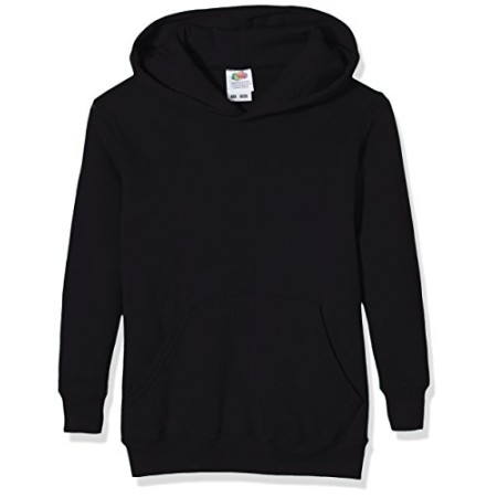 Fruit of the Loom Pull-Over Classic Hooded Sweat Felpa, Nero (Black), 12-13 Anni Bambino