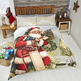 Rapport - Set Copripiumino di Babbo Natale in Poliestere-Cotone, Multicolore, per Letto Matrimoniale King Size