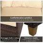 Outsunny Set Mobili da Giardino 4 Pezzi in Rattan PE e Tavolino, Divano e Poltrone Imbottiti Marrone e Beige 124x68x76cm