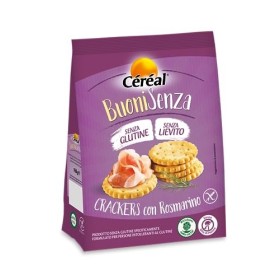 Crackers senza Glutine con rosmarino Céréal Senza lievito, per aperitivo, spuntino o snack salato, con olio EVO - 150 g