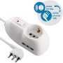 Electraline 62033 Multipresa 3 posti 1 schuko + 2 bivalenti 10/16A-cavo 3 m, Spina Piccola 10A, Bianco, 3m