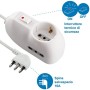 Electraline 62033 Multipresa 3 posti 1 schuko + 2 bivalenti 10/16A-cavo 3 m, Spina Piccola 10A, Bianco, 3m