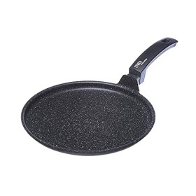 Moneta Etnea Piastra, Alluminio Antiaderente Effetto Pietra, Nero, 32 cm