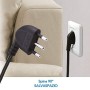 Electraline 62000 Multipresa 6 Posti 2 Schuko e 4 Bivalenti 10/16A, Cavo HO5 VV-F, Spina 16A, Nero, 1.5 M, Sicurezza Bambini