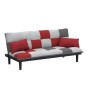 SAMIRA Divano Letto clic clac in Tessuto Grigio Scuro - Rosso - Grigio Chiaro - Divanetto MOD. Russell