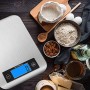 Bilancia da Cucina Digitale, Bilancia da Cucina Elettronica in Acciaio Inox da 5kg con Gancio, Display LCD Blu, Funzione Tara, S