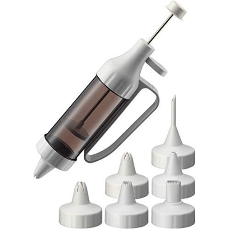 Kaiser 769066 Siringa da pasticciere in plastica, utilizzabile con una mano sola, 7 beccucci