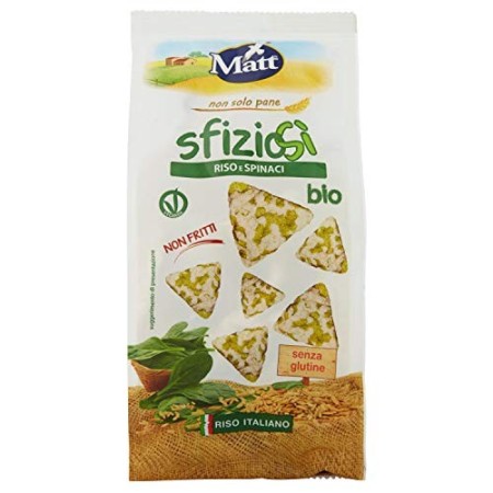 Matt SfizioSì Riso Integrale, Spinaci Bio Croccanti Snack Salati Non Fritti - 60 g