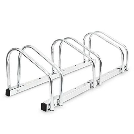 Relaxdays Rastrelliera Portabici, 3 Posti, Argento