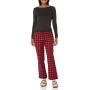 Amazon Essentials Flannel Pajama Set Pigiama, Rosso (Red Buffalo Check/Black T/Shirt), X-Large