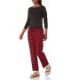 Amazon Essentials Flannel Pajama Set Pigiama, Rosso (Red Buffalo Check/Black T/Shirt), X-Large