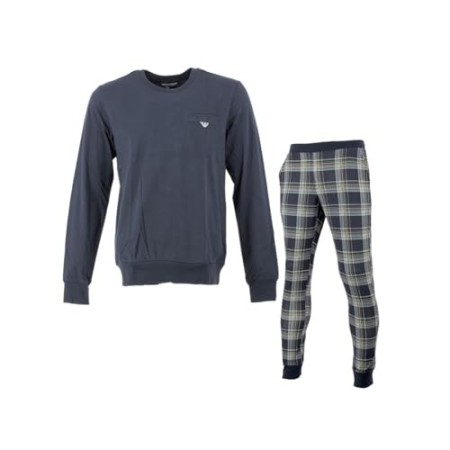 Emporio Armani Underwear Pajamas Set di Pigiama, Scozzese Marine/Marine Check, XL Uomo