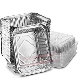 Contenitori usa e getta in alluminio con coperchi, 500 ml. Ideale per preparare i pasti, conservare gli alimenti da asporto., Al