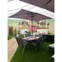 XONE Set da Esterno Grigio con ombrellone, Tavolo e 6 sedie in Acciaio e textilene 2x1 | Set Giardino con ombrellone 2x3 in Poli