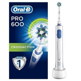 Oral-B Pro 600 Spazzolino Elettrico Ricaricabile PRO 600 CrossAction, 1 Testina di Ricambio, bianco
