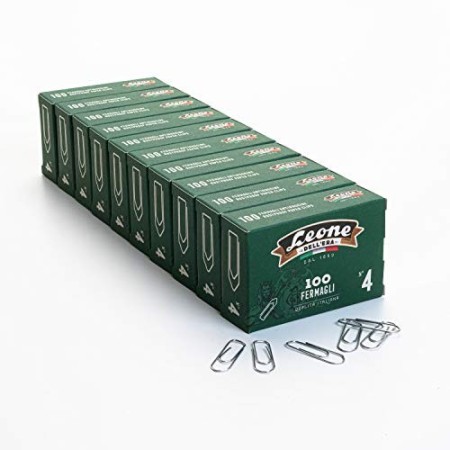 1.000 Fermagli Zincati Leone Dell'Era N. 4 - mm. 32 - Stecca da 10 scatole da 100 pz. - Made in Italy