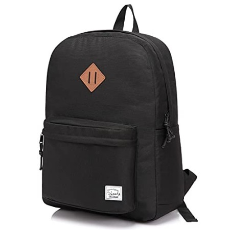 VASCHY Zaino Uomo, Zaino Donna Casual Zaino Scuola Vintage Zaino Università Zaino Classici Impermeabile Zaino Viaggio Nero
