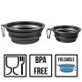 PhoneNatic Ciotola pieghevole in silicone per cani e gatti con moschettone, colore nero, 1000 ml