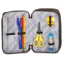 Astuccio 3 Zip Seven Noongar, Blu, Con materiale scolastico: 18 pennarelli Giotto Turbo Color, 18 matite Giotto Laccato…