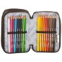 Astuccio 3 Zip Seven Noongar, Blu, Con materiale scolastico: 18 pennarelli Giotto Turbo Color, 18 matite Giotto Laccato…