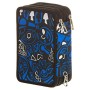 Astuccio 3 Zip Seven Noongar, Blu, Con materiale scolastico: 18 pennarelli Giotto Turbo Color, 18 matite Giotto Laccato…