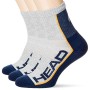 Head Performance Short Crew Socks (3 Pack) Calze da Tennis, Grigio/Blu Scuro, 43/46 (Pacco da 3) Unisex-Adulto