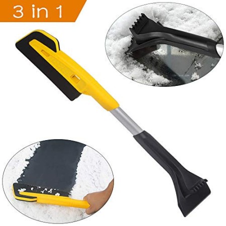 Amokee, raschietto per ghiaccio per auto, 3 in 1, resistente e stabile, raschietto per ghiaccio professionale, con design miglio