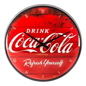 Nostalgic-Art 51074 - Orologio da Parete con Logo Coca-Cola Refresh Yourself, 31 cm, Rosso, metallo