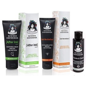 Tattoo Defender Kit Completo Creme Per La Cura Ed Il Mantenimento Dei Tatuaggi, After Ink Nature, Revitalizer, Soothe & Clean