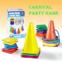 Paochocky 30 Pezzi 3 in 1 Anello Toss Giocattoli Set, Nylon Bean Bags Anelli di Lancio Coni Multicolori Giochi da Esterno Ideale
