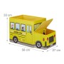Relaxdays Sgabello Bambini Contenitore Giocattoli con Scomparto, Pieghevole Spazievole a Forma di Scuolabus 50 l, Poliestere, Sc