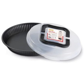 Guardini Bake Away, Stampo crostata 28cm con coperchio per trasporto, Acciaio con rivestimento antiaderente, Colore nero