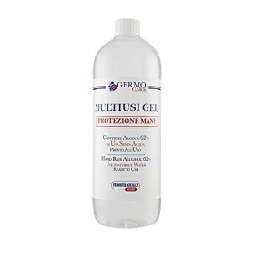 Germo Multiusi Gel - Gel Igienizzante, Pronto all'Uso, per l'Igiene delle Mani, Uso Senz'Acqua, Dermatologicamente Testato, Pres