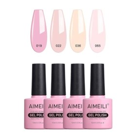 AIMEILI Smalto Semipermanente in Gel UV LED Smalti Semipermanenti Soak Off Smalti per Unghie per Manicure Kit Semipermanente Ung