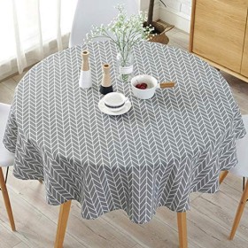 Tovaglia antipolvere in cotone e lino semplice e rotonda in stile nordico, per buffet, feste, cene in vacanza  Grey Arrow