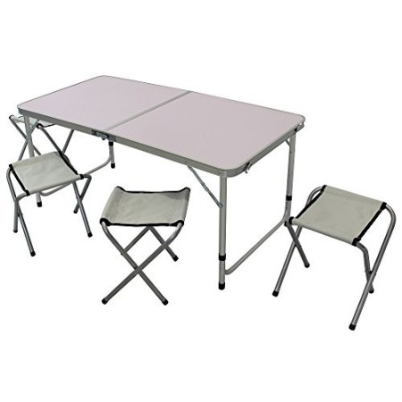 BAKAJI Tavolo Tavolino da Campeggio 120 x 60 cm Regolabile in Altezza Pieghevole Formato Valigia Facile da trasportare, Ideale p