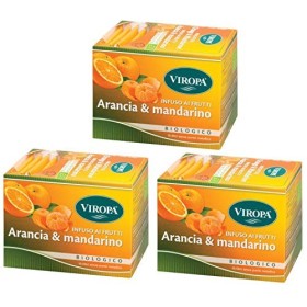 3x Viropa - Infuso ai frutti ARANCIO e MANDARINO - 15 filtri | Confezione da 3 x 15 filtri | Tisane, tè ed infusi in filtro + i