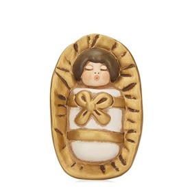 THUN® - Gesù Bambino nella Mangiatoia - Versione Bianca - Statuine Presepe Classico - Ceramica - I Classici